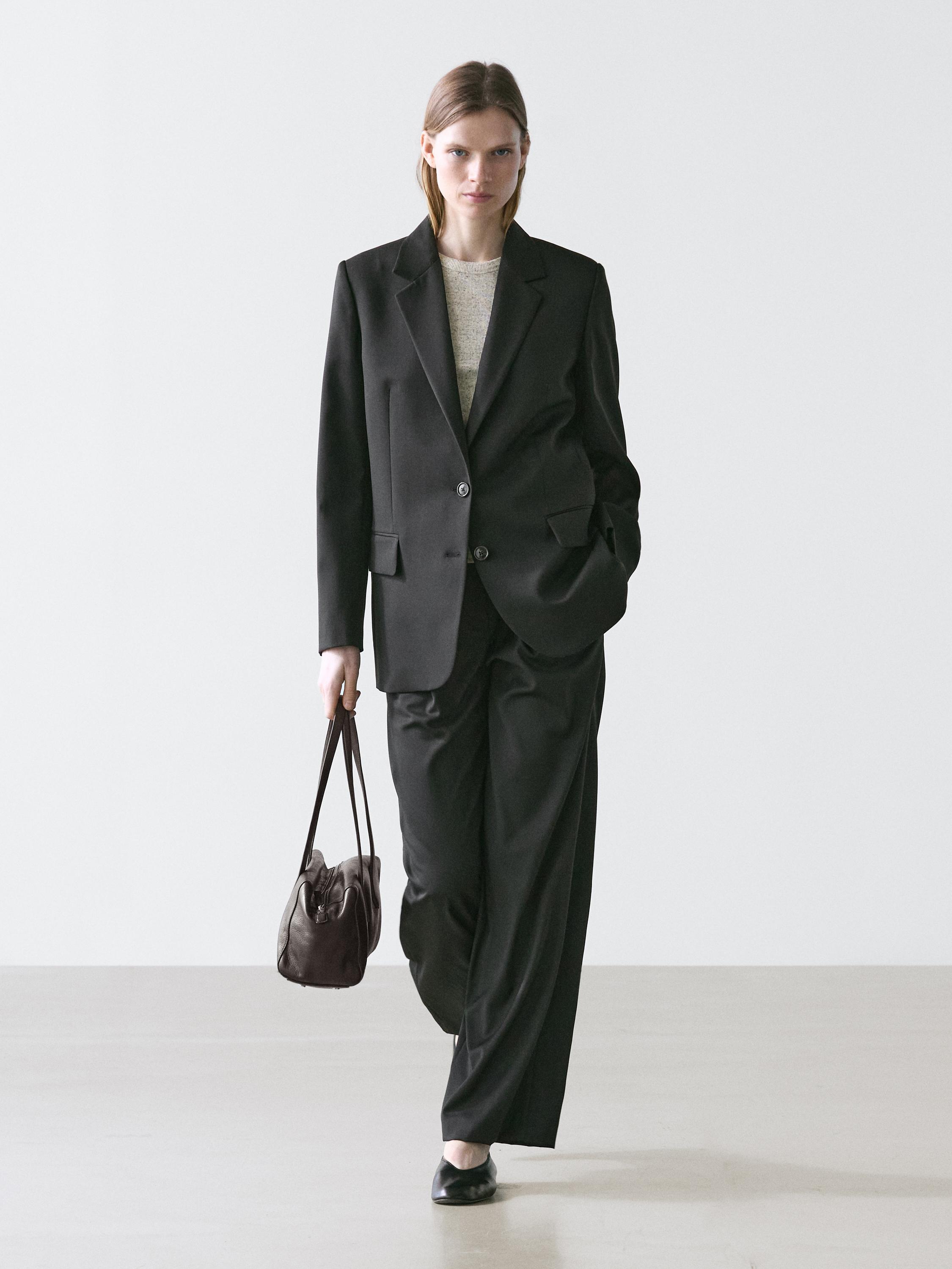 Pantalon plissé 100 % laine extra-fine